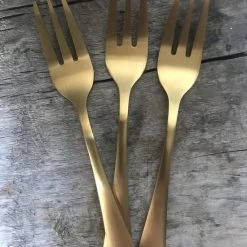 Merkloos 12 Gebak -en Taartvorkjes - Vorkjes - RVS - Gebak - Taart - Goud - Zwart