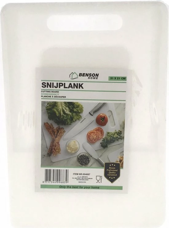 Benson Kunststof Snijplank - Groot - 31 X 21 X 0.5 Cm - Wit