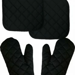 Benza - Pannnenlap En Ovenwant Set - Zwart