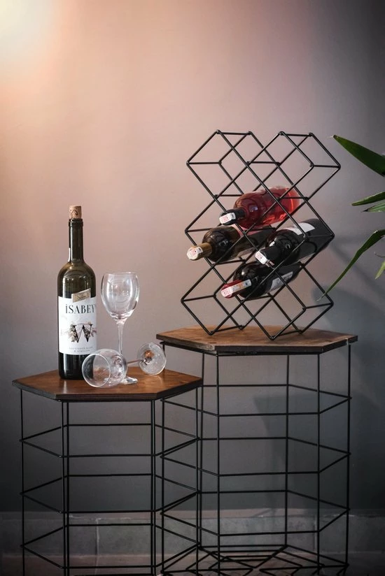 Metalen Wijnrek 8 Flessen Van Naturn Living - Wijnrek Metaal - Wijnkast - Flessen Houder - Opbergkast - Wijnpakket Cadeau - Wijn Accessoires - Wijnflessenrek - Mat Zwart - Afbeelding 3