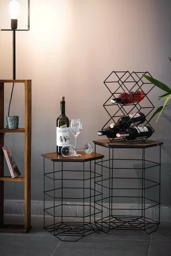 Metalen Wijnrek 8 Flessen Van Naturn Living - Wijnrek Metaal - Wijnkast - Flessen Houder - Opbergkast - Wijnpakket Cadeau - Wijn Accessoires - Wijnflessenrek - Mat Zwart - Afbeelding 5