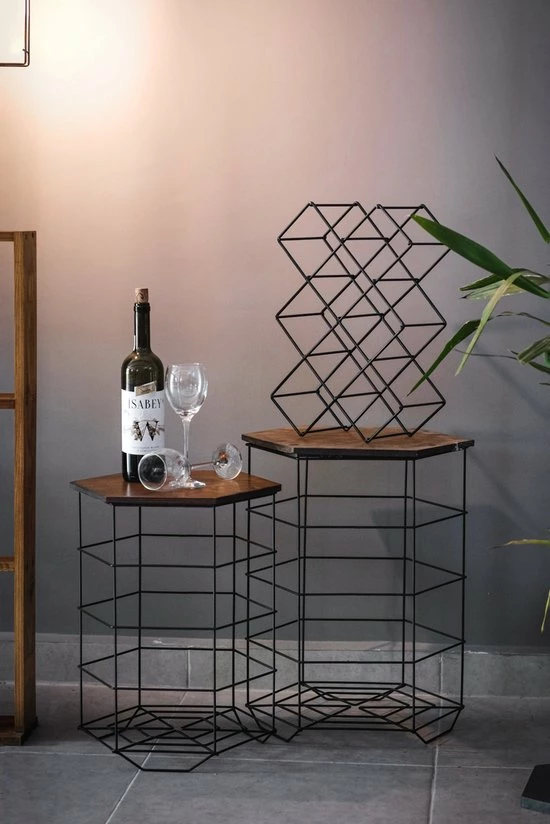 Metalen Wijnrek 8 Flessen Van Naturn Living - Wijnrek Metaal - Wijnkast - Flessen Houder - Opbergkast - Wijnpakket Cadeau - Wijn Accessoires - Wijnflessenrek - Mat Zwart - Afbeelding 6