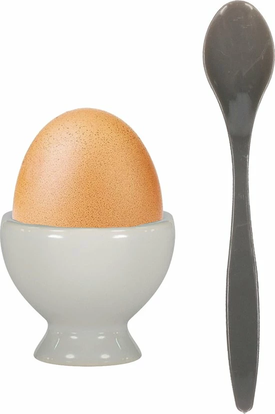 Excellent Houseware 12x Eierlepels Zwart/grijs Kunststof 14 Cm - Afbeelding 5